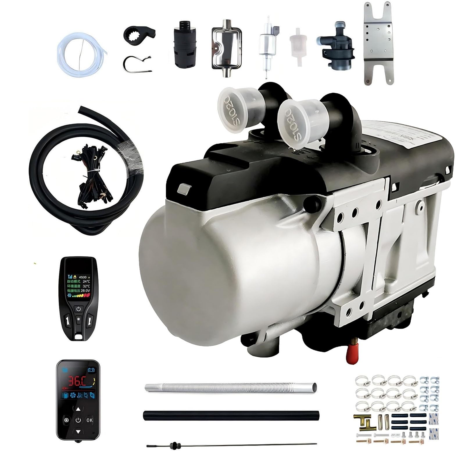 Zestaw podgrzewacza wody na olej napędowy 5 kW, 12 V, 24 V, podgrzewacz postojowy na paliwo płynne do podgrzewania silnika, zdalnie sterowany podgrzewacz płynu chłodzącego do ciężarówek, łodzi i prz