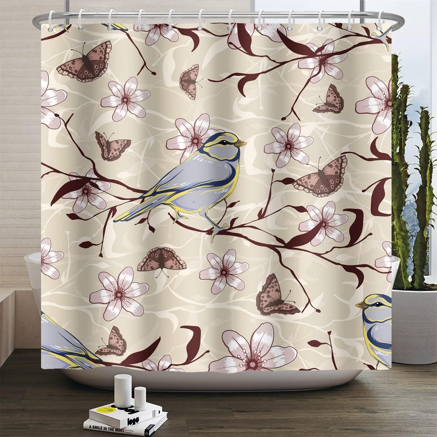Yeele Bird Shower Curtain, Farmhouse Shower Curtain Boho