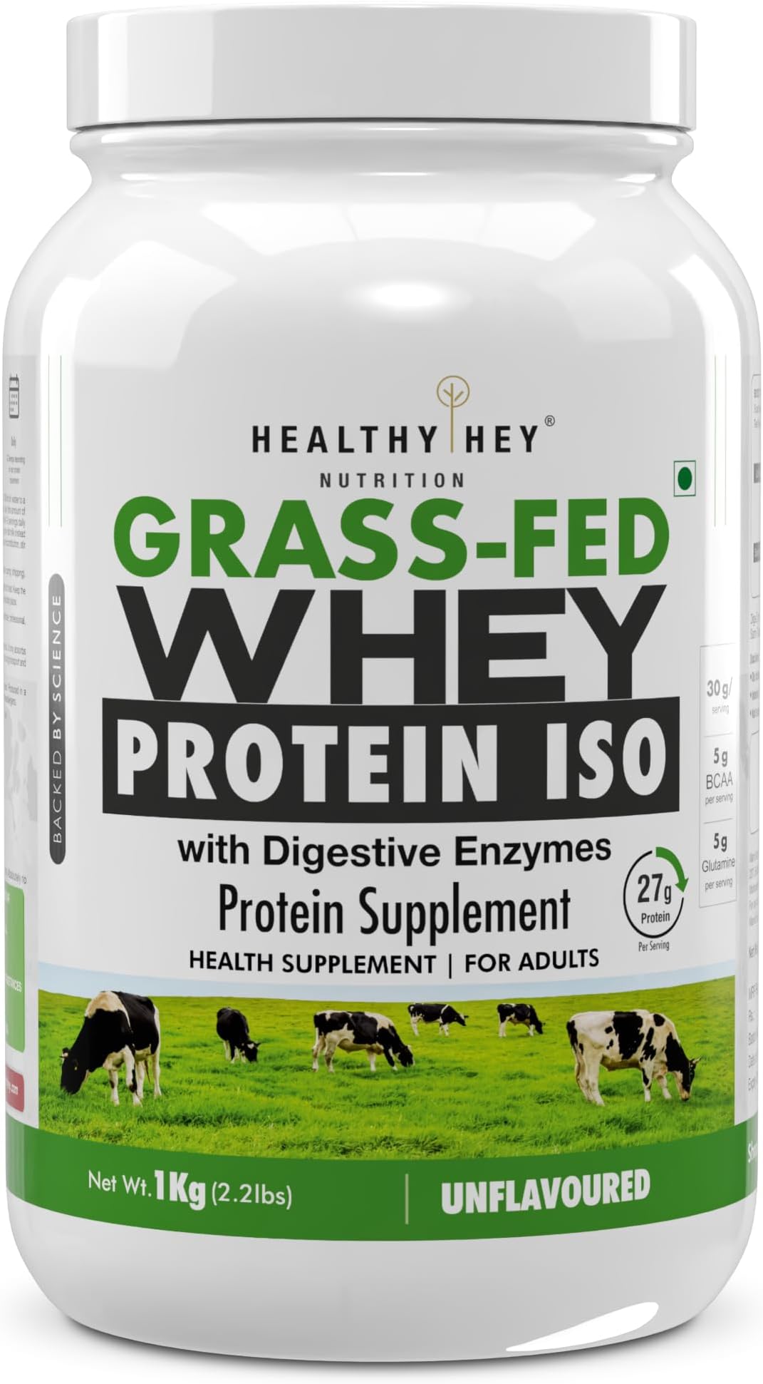 Healthyhey Nutrition Grass-Fed Whey Protein Isolate - 1kg (Unflavoured)