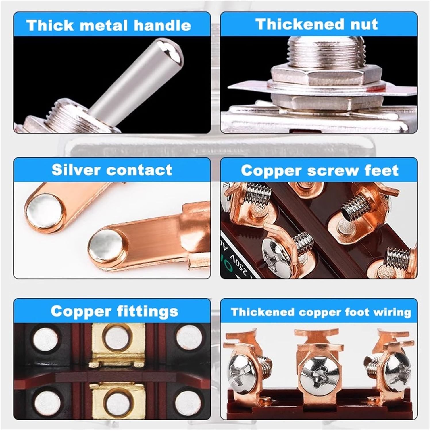 High Current Rocker Switch 2/3/4/6/8/9/12Pin Self Reset/Self-Locking Toggle Switch Copper Pin 32A 250VAC Power Button Switch(403)