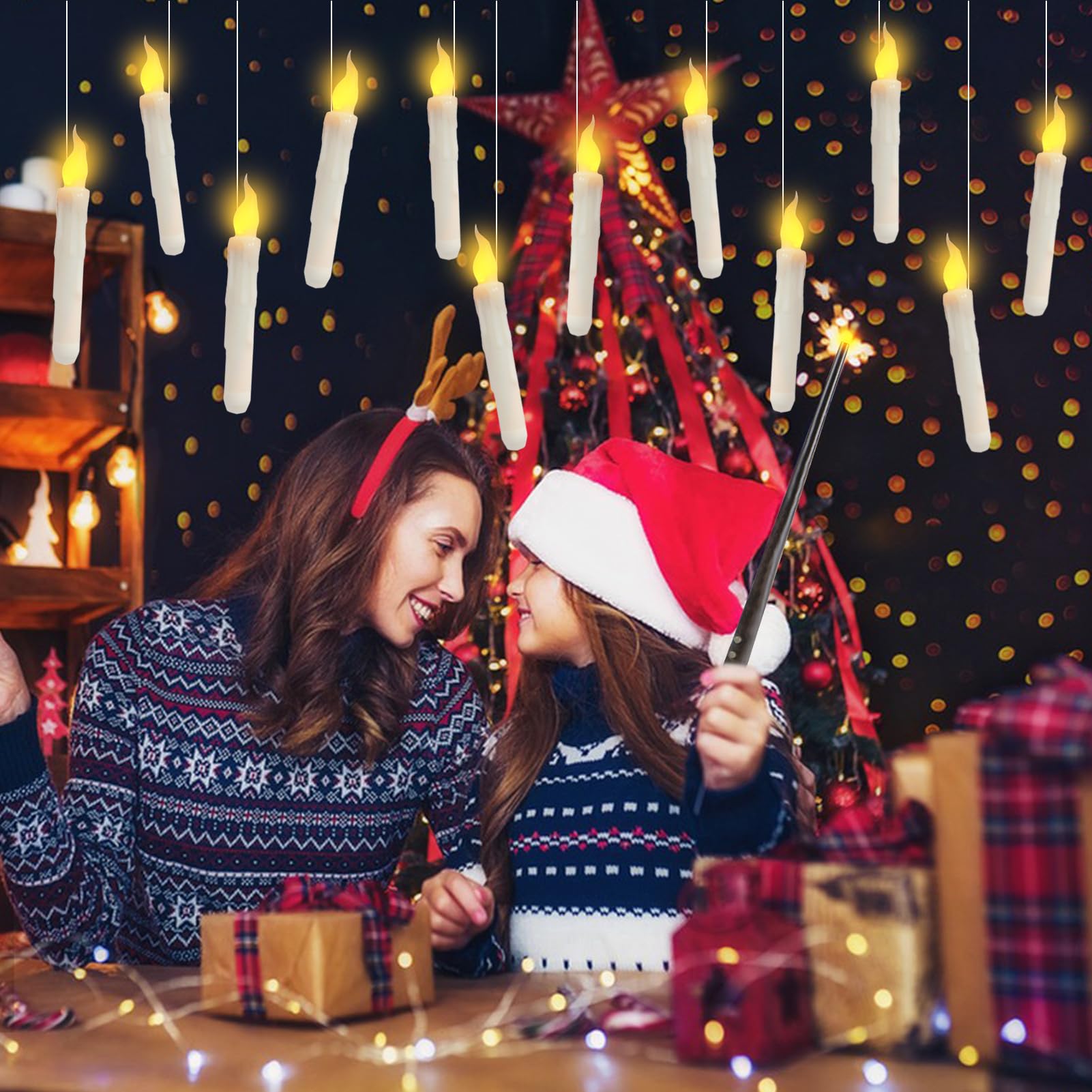 Lot De 12 Bougies LED Flottantes Avec Télécommande Baguette Magique