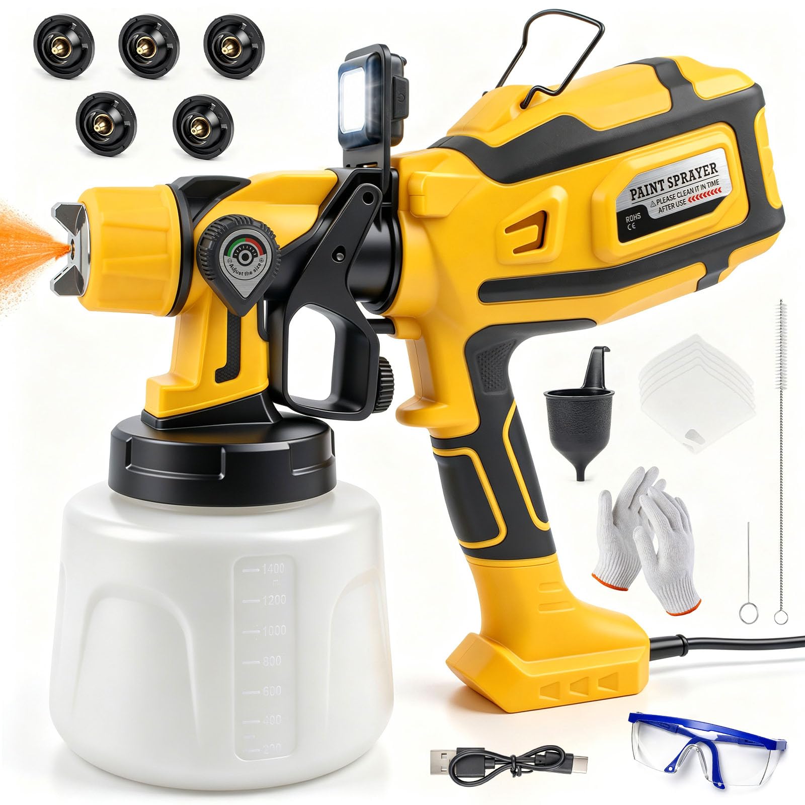 GES Pulverizador de pintura con motor de cobre de 1000 W, recipiente de