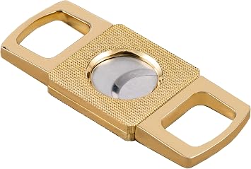 Prestige Import Group - Textured High End Guillotine Cutter - Cuts up to 62 Ring Gauge - Color Gold