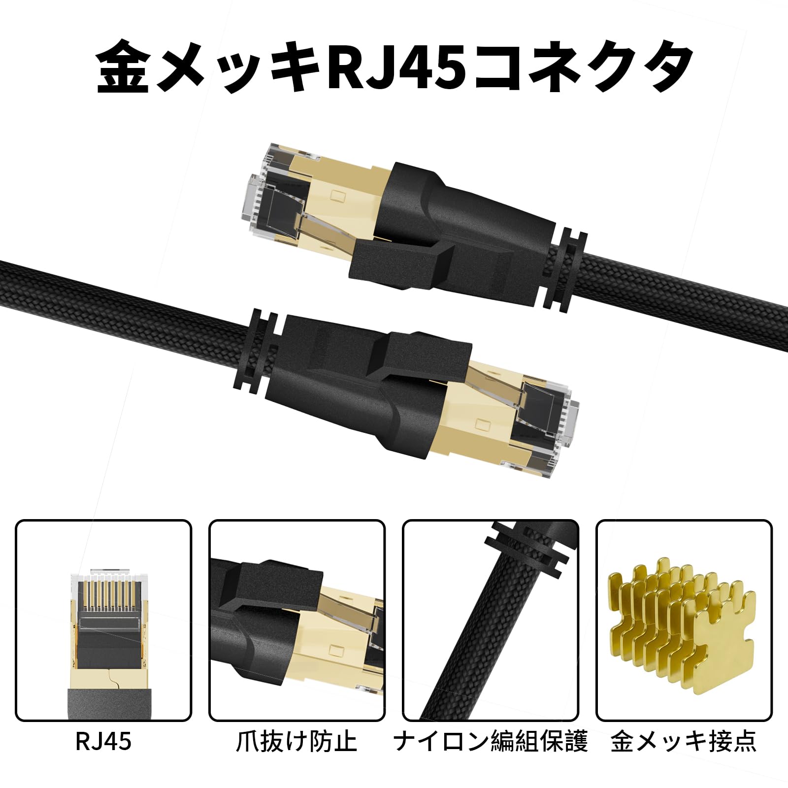 Amazon.co.jp: LANケーブル CAT8 2M 40Gbps/2000MHz超光速イーサネット