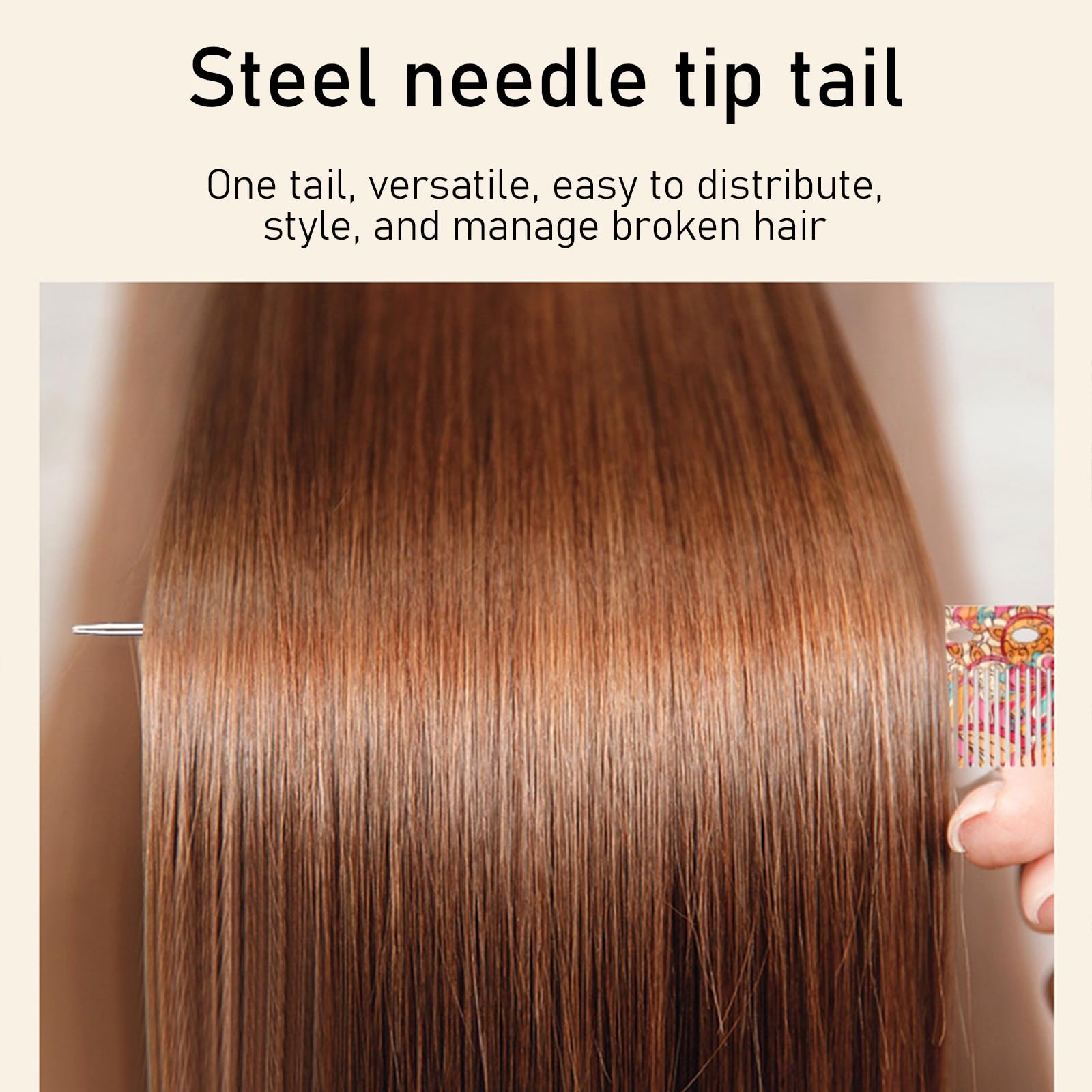 FULAIDA® Women's Tail Comb Hair Salon Steel Needle Comb Printed Pattern Highlight Tool | Orange 1