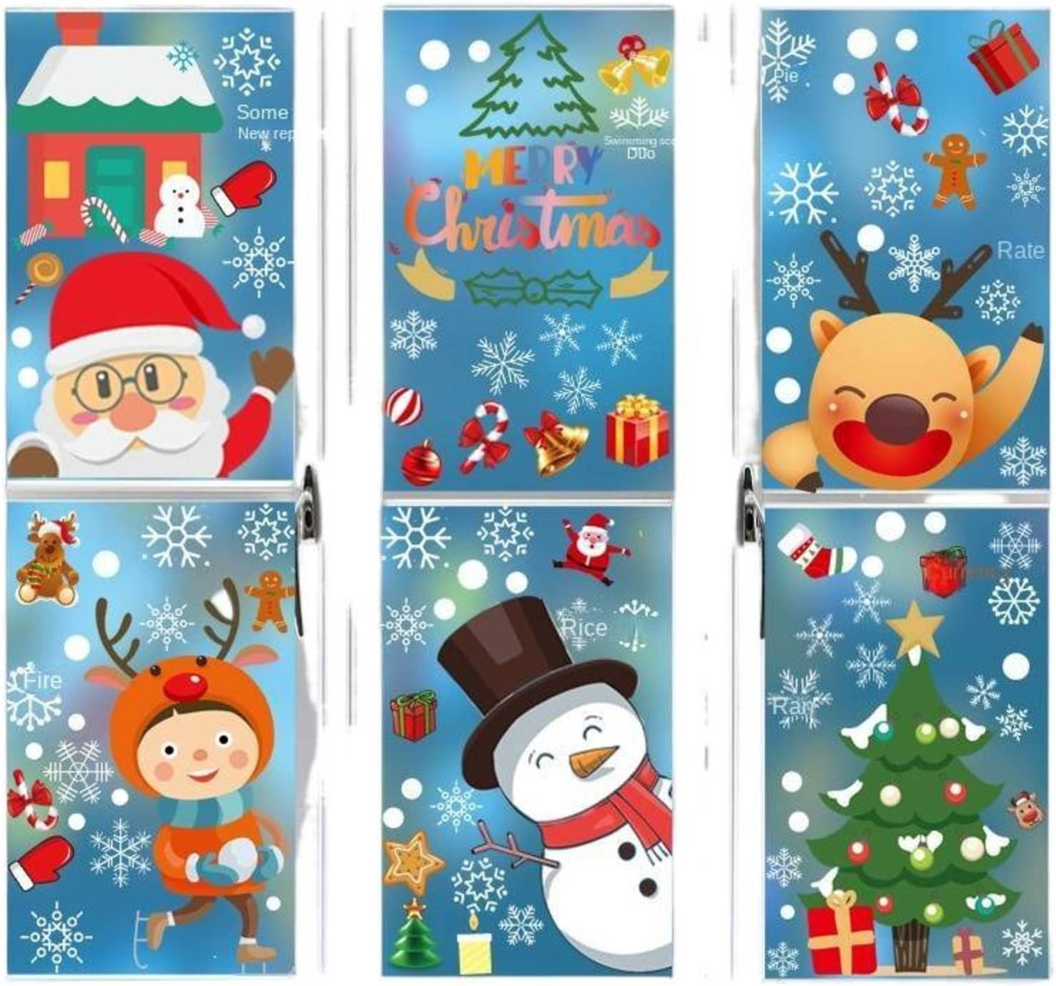 MBETA 2022 Amazon Cross-Border Cartoon Christmas Window Stickers Window Living Room Static Snowflake Christmas Wall Sticker