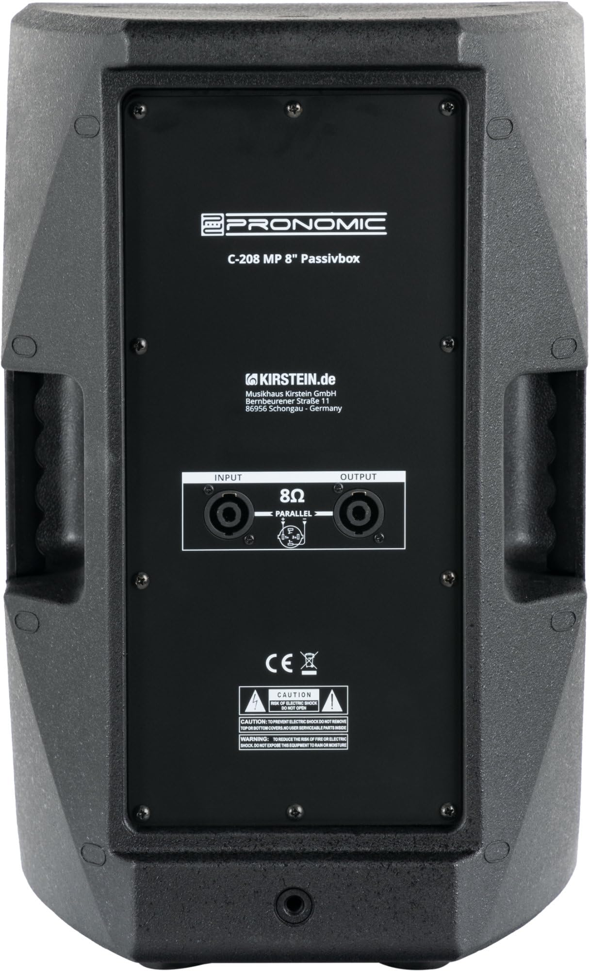 Pronomic C-208 MP 8" Set Casse Passive Con Supporti - 2 casse passive 2 vie incl. stativi per diffusori in acciaio - Capacità: 150 Watt (RMS) ciascuna - Impedenza: 8 Ohm - Max. SPL: 120 dB - Nero