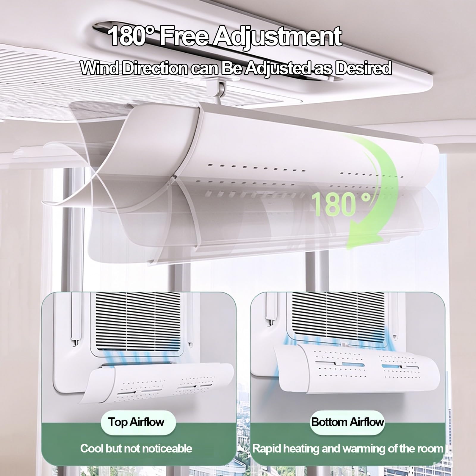 Set di 4 Deflettori per Bocchette di Ventilazione a Soffitto, Deflettore Condizionatore Telescopici, Antivento e Anti-Flusso Diretto per Impianti di Climatizzazione Centralizzati