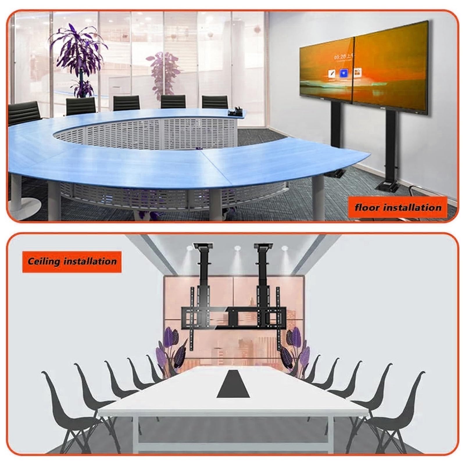 Supporto per TV LCD, supporto elettrico a soffitto, regolabile in altezza con impostazione di memoria e telecomando, adatto per TV da 55 a 120 pollici, VESA max 1100 x 600 mm