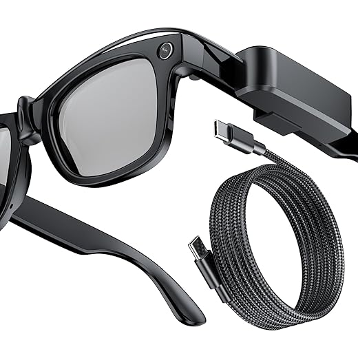 Travel-Friendly Power Bank for RayBan Meta AI Glasses Gen 1/2, Ultra-Light Wearable Mini Power Bank for Wayfarer, Headliner, Skyler, Fast Charging Portable Magnetic Charger Accessories with USB-C Port