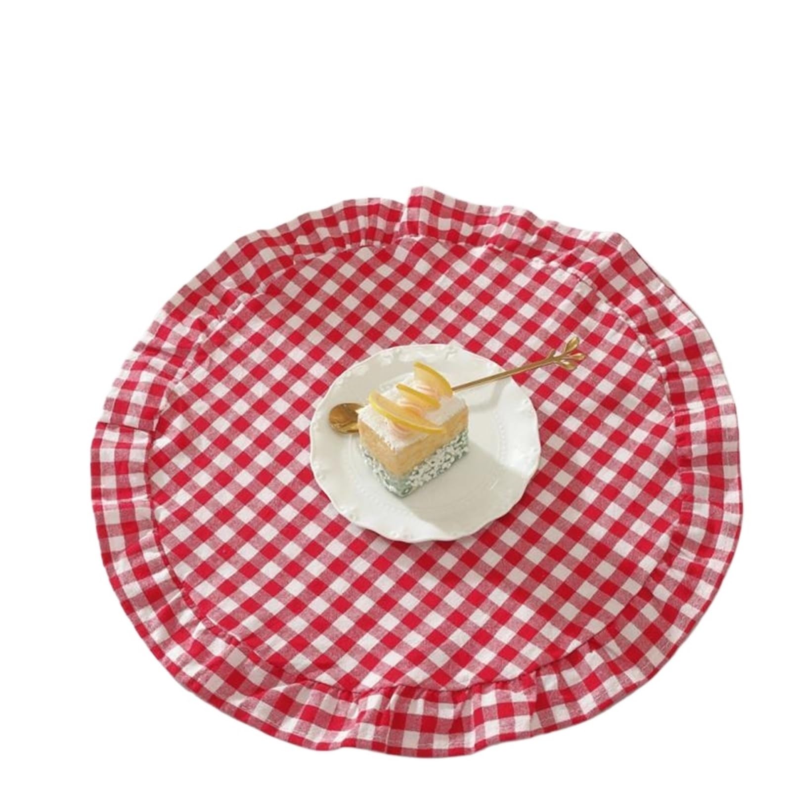 Ruffle Placemats Checkered With Ruffle Picnic Party Supplies Plaid Table Mat(Red)