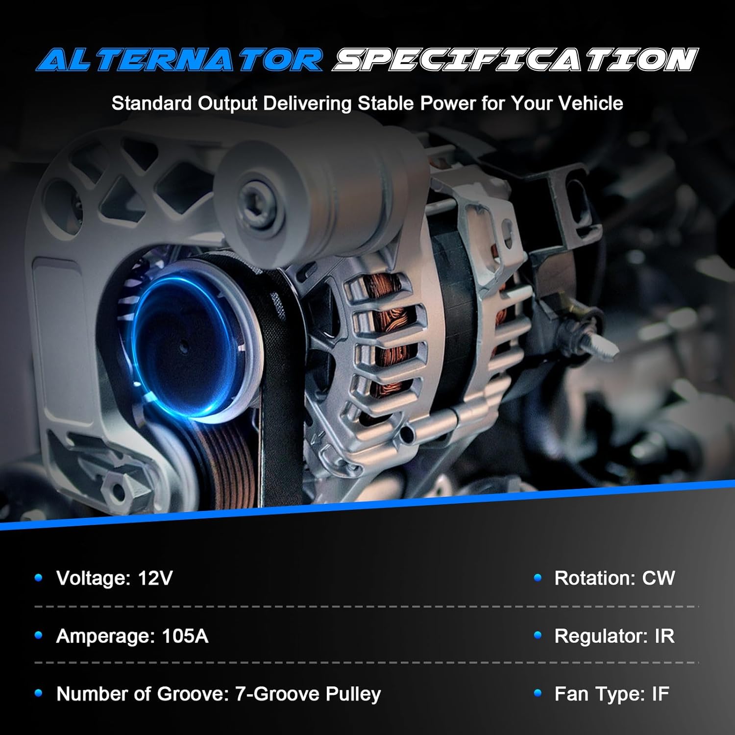 New Alternator Replacement for 2007 2008 2009 2010 2011 Honda CR-V CRV 2.4L, 03 04 05 06 07 Accord 2.4L, 06-11 Civic 2.0L, 03-11 Element 2.4L, 04-08 Acura TSX 2.4L, 06-08 CSX 2.0L, 104210-3290 13980N