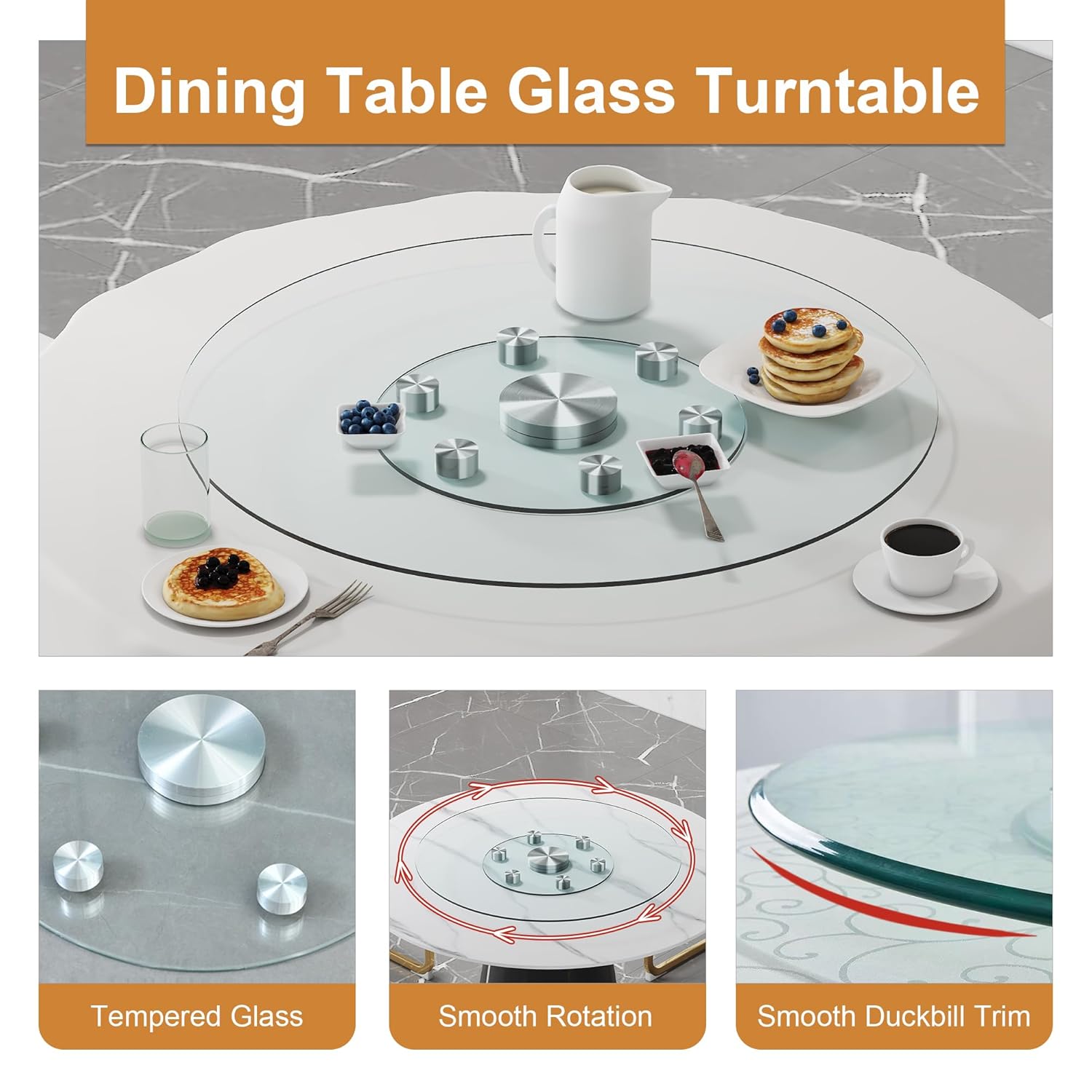 Double Layer Rotatable Glass Table Top, 30" Round Tempered Glass Table Top, Clear Glass Table Top, Ideal for Dining Table, Coffee Table, Patio Table Indoor/Outdoor (30")