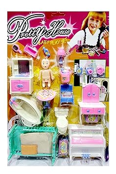 PRV Toys Dollhouse Playset Portable Sets with Pop it, Small House 20 Accessories Dollhouse Playset for Girl's (Multicolor)