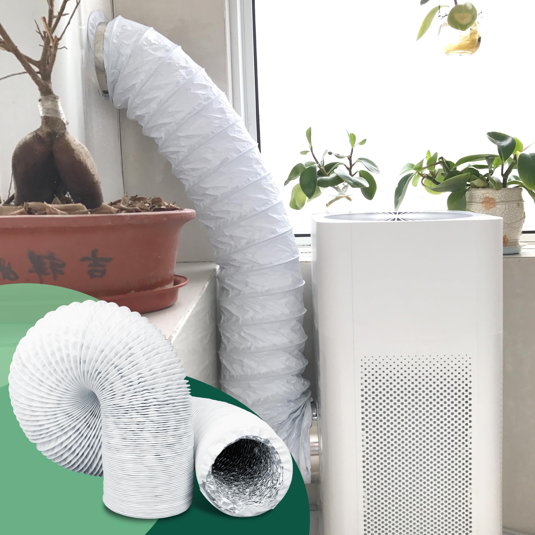 Manguera Ventilación Secadora Flexible Con Aislante Aluminio – 2 Abrazaderas Incluidas – Para HVAC, Calefacción, Cultivos (4 Pulgadas)