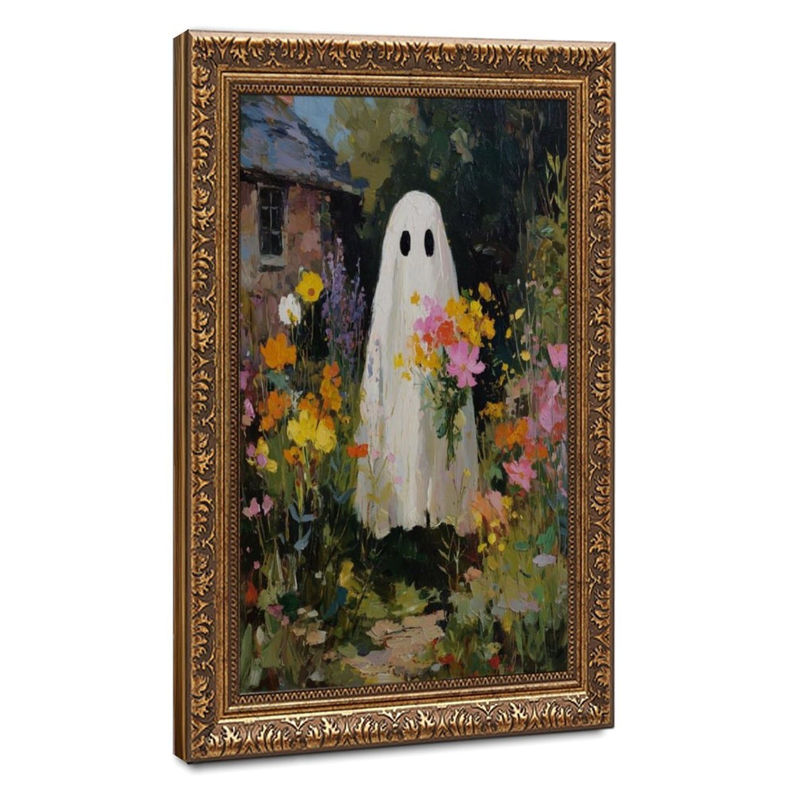 Bareronor Off-White Fantasy Ghost Cottage Canvas Poster Bedroom Decor Landscape Office Room Decor Gift 20" L X 30" W