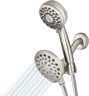 One-Touch Dual 2-in-1 Shower System With Rain Shower Head and 7-Mode Hand Held Shower Head, Brushed Nickel XPB-139E-769ME