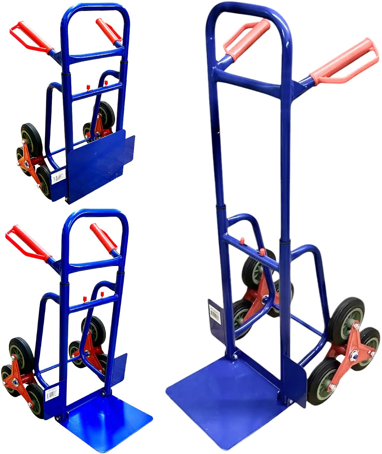 Treppensteiger Klappbar, max. 200 kg, Sackkarre, Pulverbeschichtet Blau Ideal für Treppe Logistik Transport Flexibel lagerbar Höhenverstellbar 6X Vollgummi Reifen - Klappbare Treppensackkarre