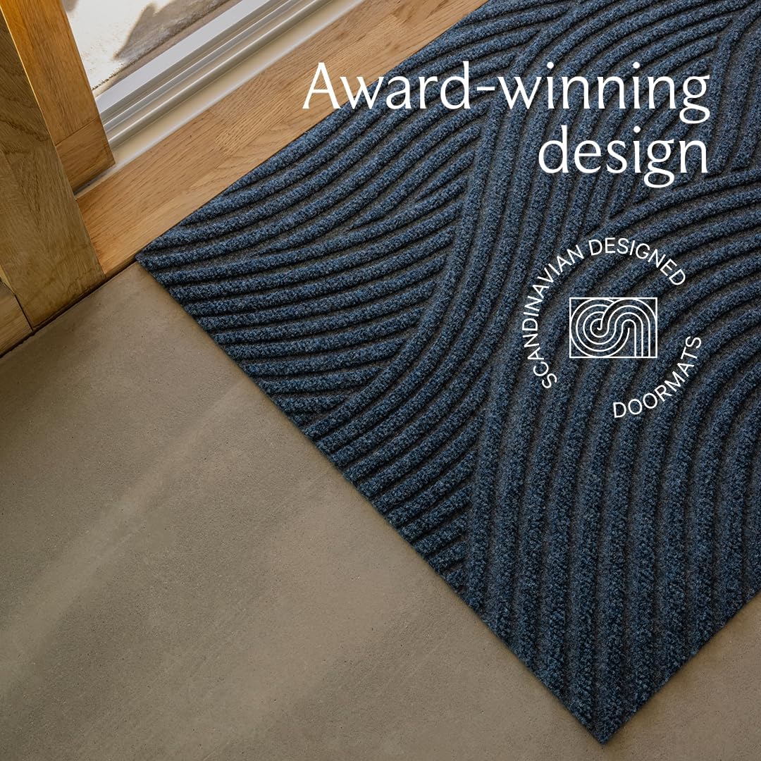 Sjø Front Door mat, Indoor Outdoor Rug Waterproof, Scandinavian Home Decor, Fall Doormat, 2x3 Washable Rug - Blue