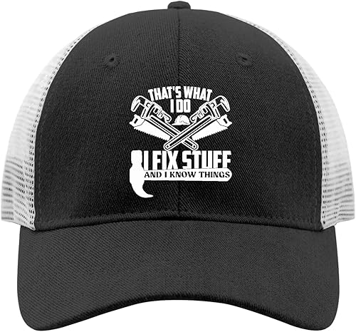 Gorra de béisbol con texto en inglés "That's What I Do I Fix Stuff and i Know Things Dad Hat para hombre, gorra de béisbol de mezclilla vintage