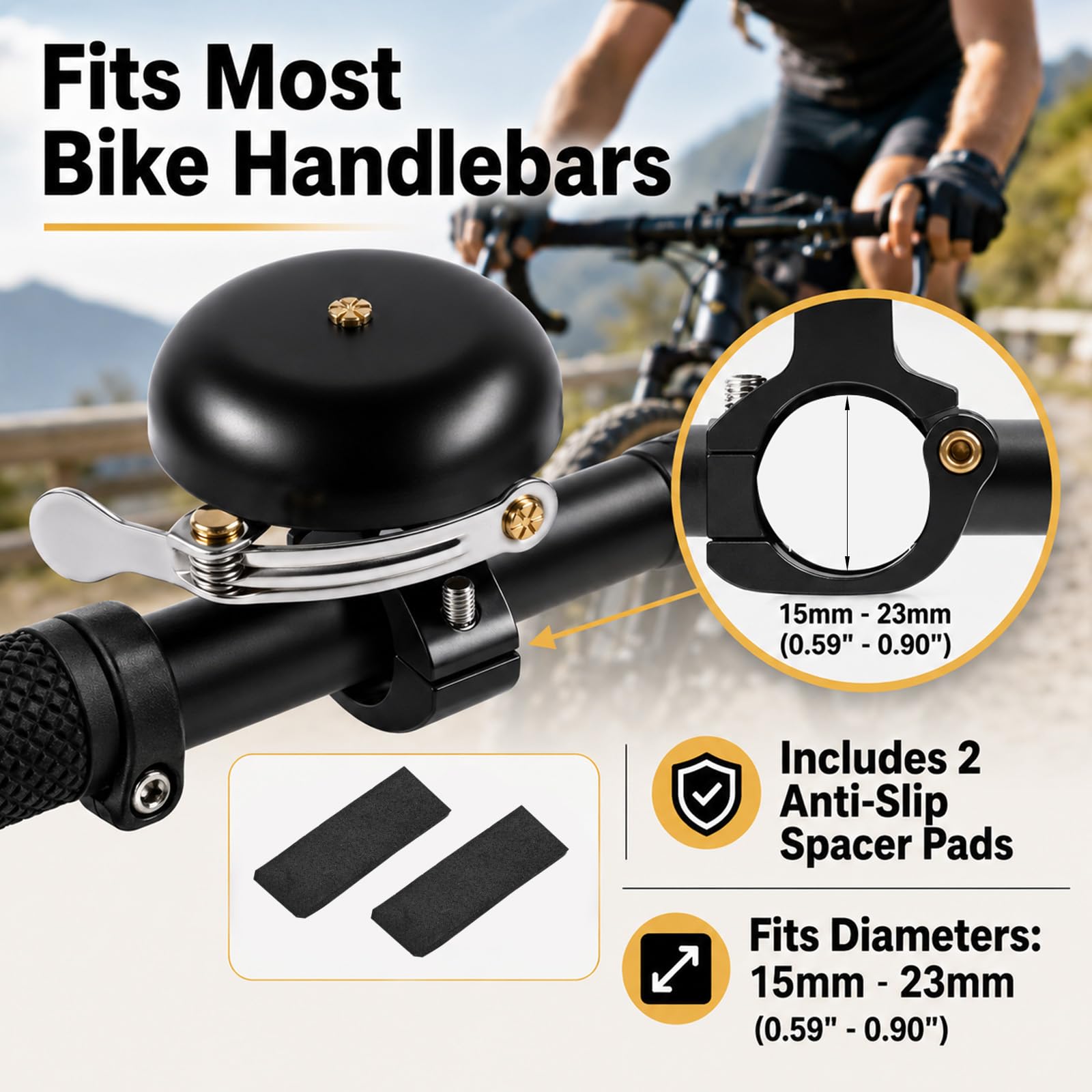 Carehabi Fahrradklingel Aluminiumlegierung 110dB Klingel Fahrrad mit Hellem Klang, Universal Lenkerklingel für Mountainbike MTB, Rennrad, E-Bike, Citybike Fahrradzubehör Sport & Freizeit