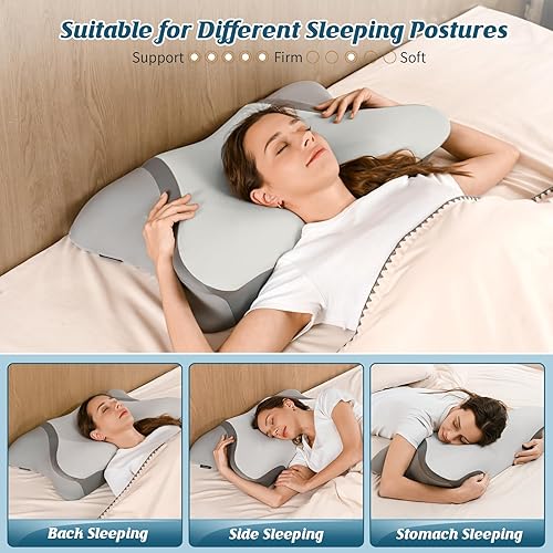 Miniatura 7 de Almohada cervical para el cuello para aliviar el dolor, almohada ergonómica para dormir, almohadas ortopédicas de espuma viscoelástica de contorno