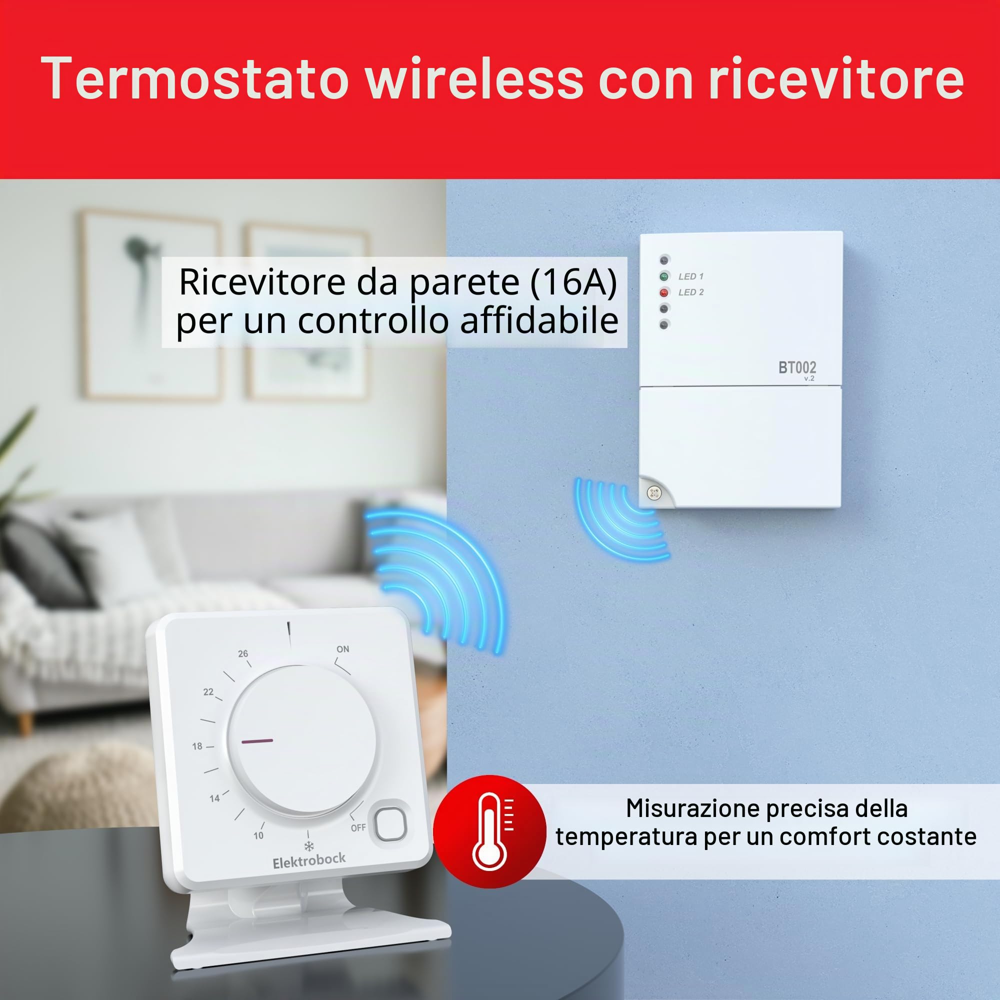 Elektrobock Termostato per ambienti radio BPT012, 158 x 181 x 62 mm