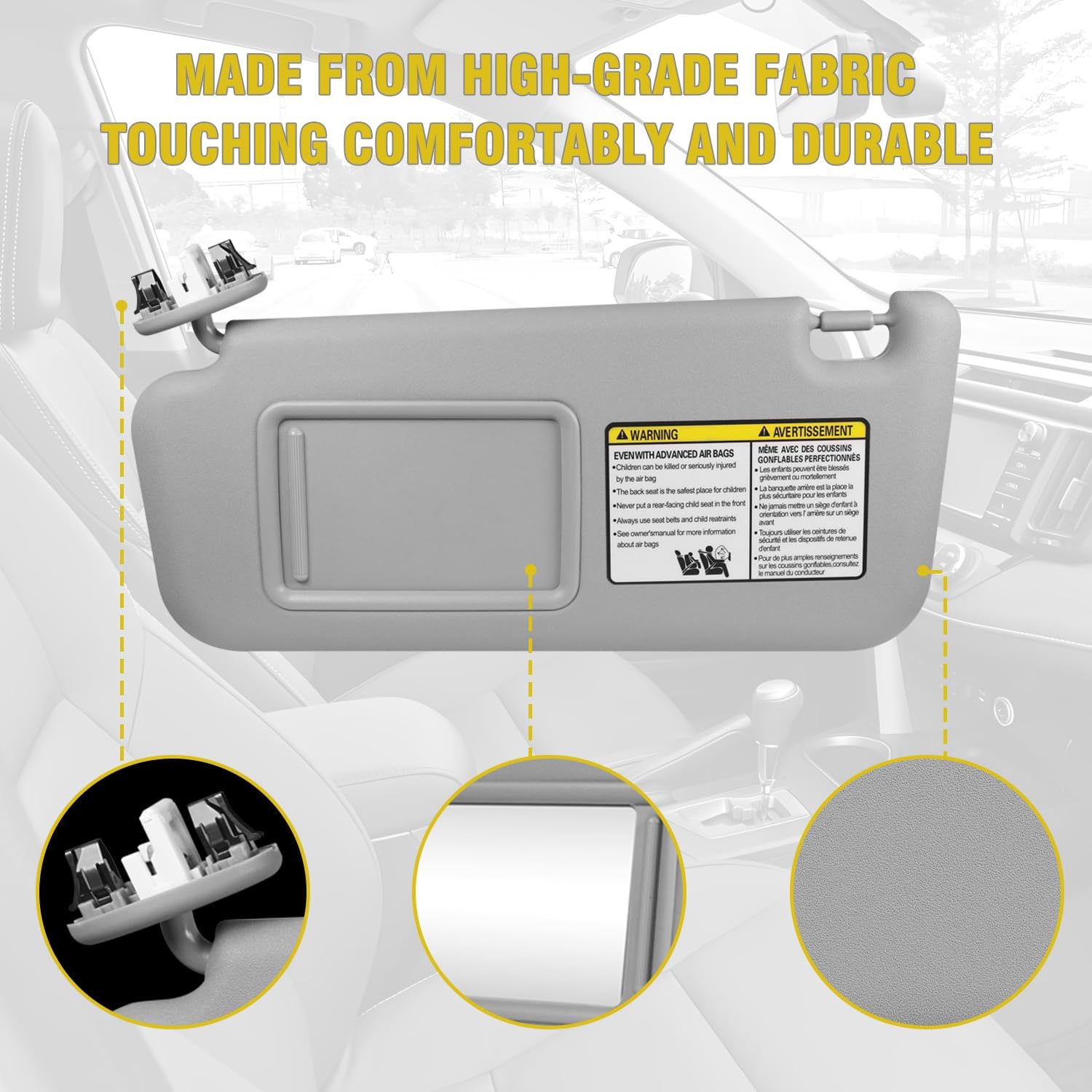 Passenger Right Side Sun Visor Replacement Compatible with Toyota RAV4 2006 2007 2008 2009 2010 2011 2012 2013# 74320-42501-B2