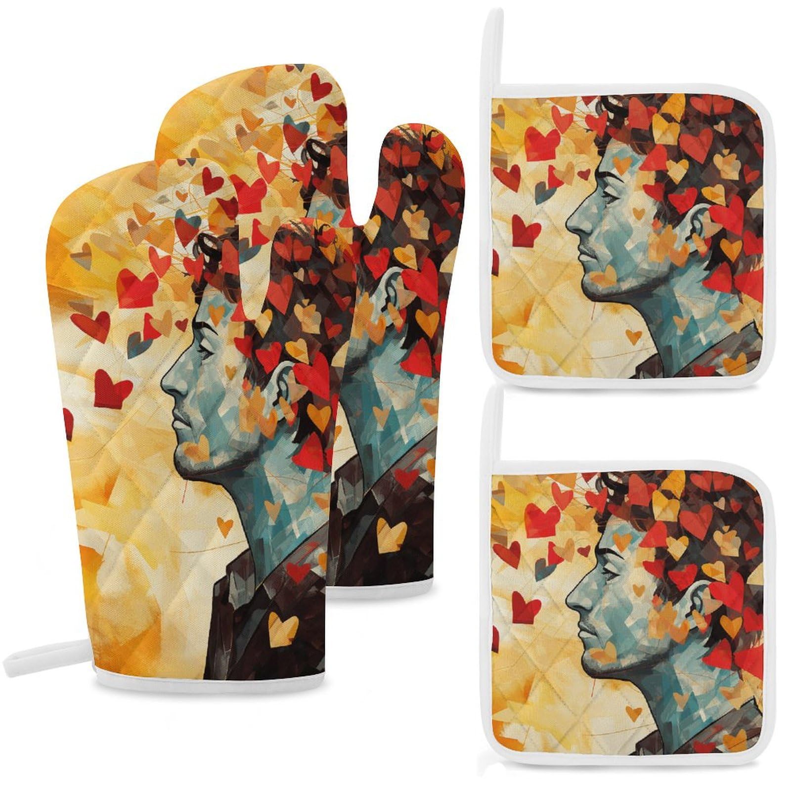Gants de cuisine et maniques Heart and Man résistants pour la cuisson au four et le barbecue