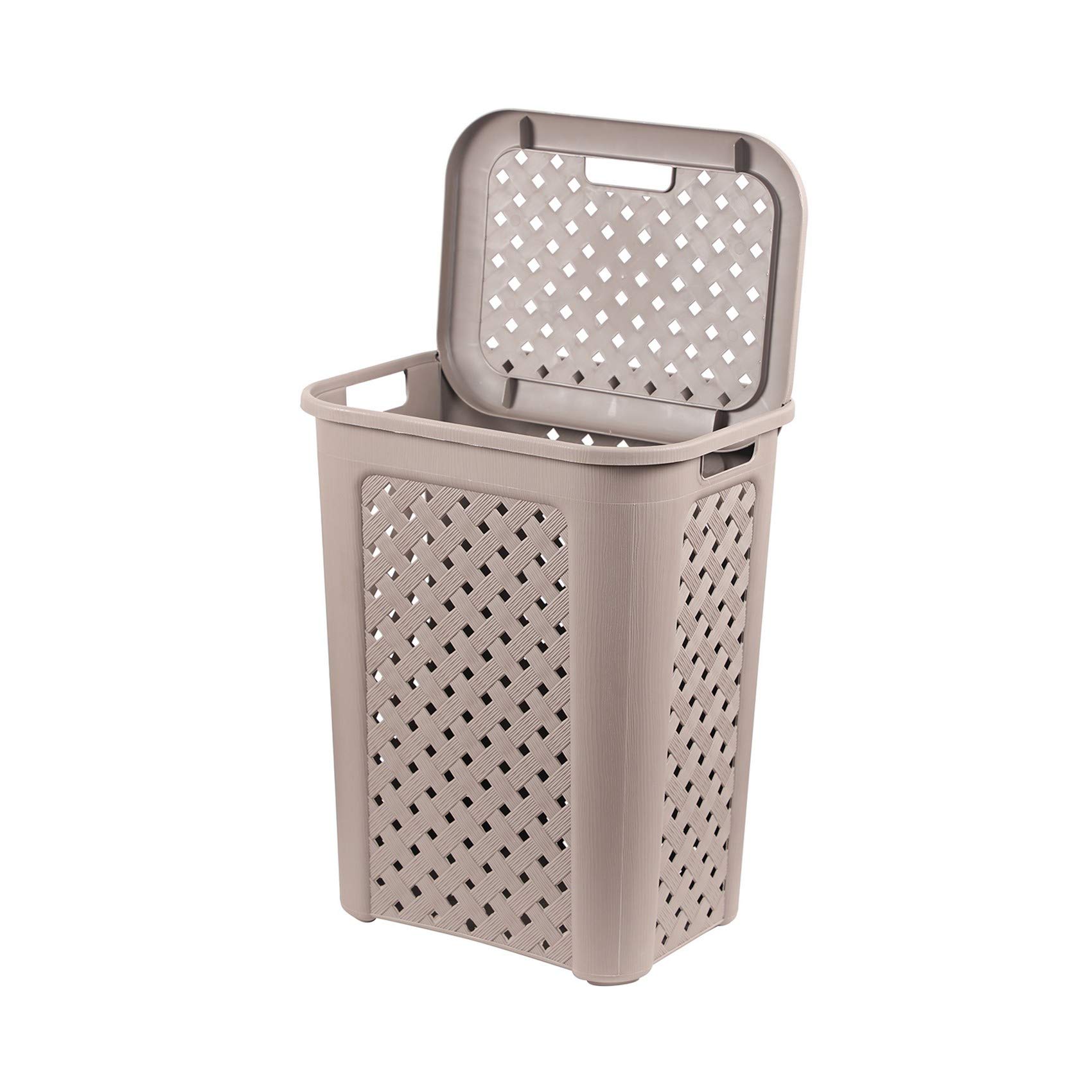 Cello Classic Laundry Basket with Lid (30 Litres), Grey | Lightweight and Portable Plastic Storage Organizer | Convenient Handling | Useful For Storing Clothes, Toys, Books
