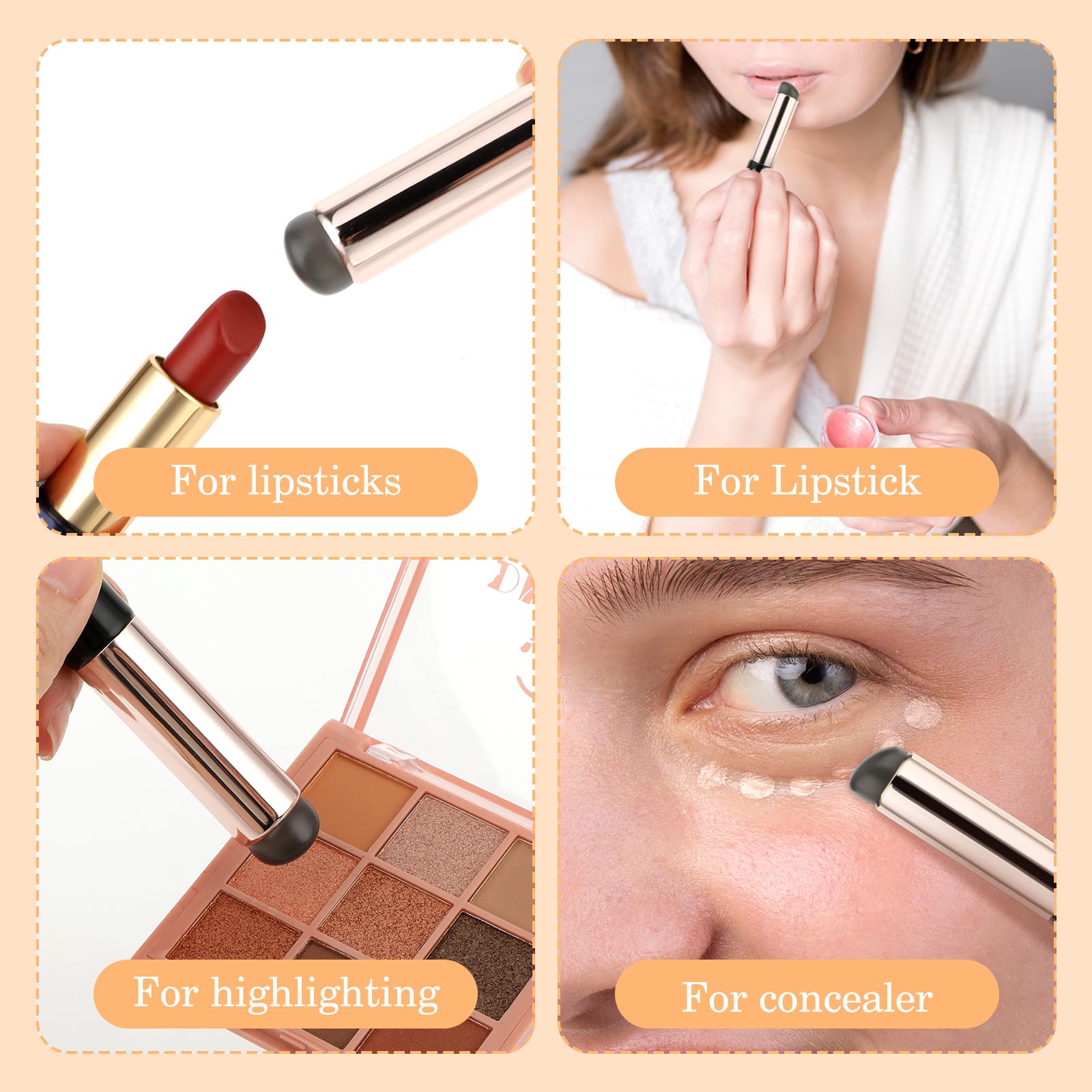 Amabro Lot de 2 pinceaux de maquillage réutilisables en silicone à tête ronde hautement élastique pour gloss à lèvres, huile à lèvres, masque à lèvres, accessoires de maquillage portables, essentiels