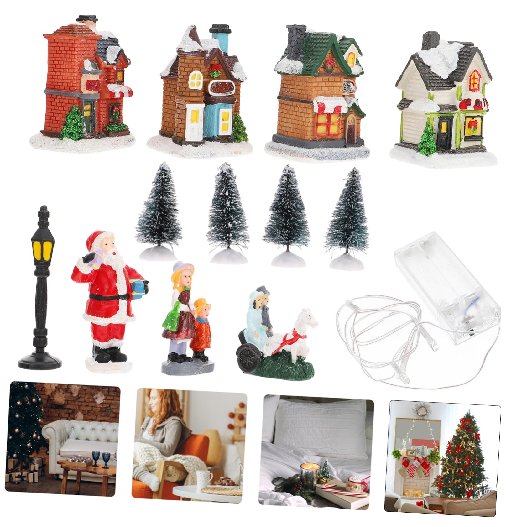 Zerodeko Adornos Luminosos para Casas de Nieve Casa Navideña Iluminación LED de Pueblo Navideño Iluminación LED para Decoración de Fiestas Interiores