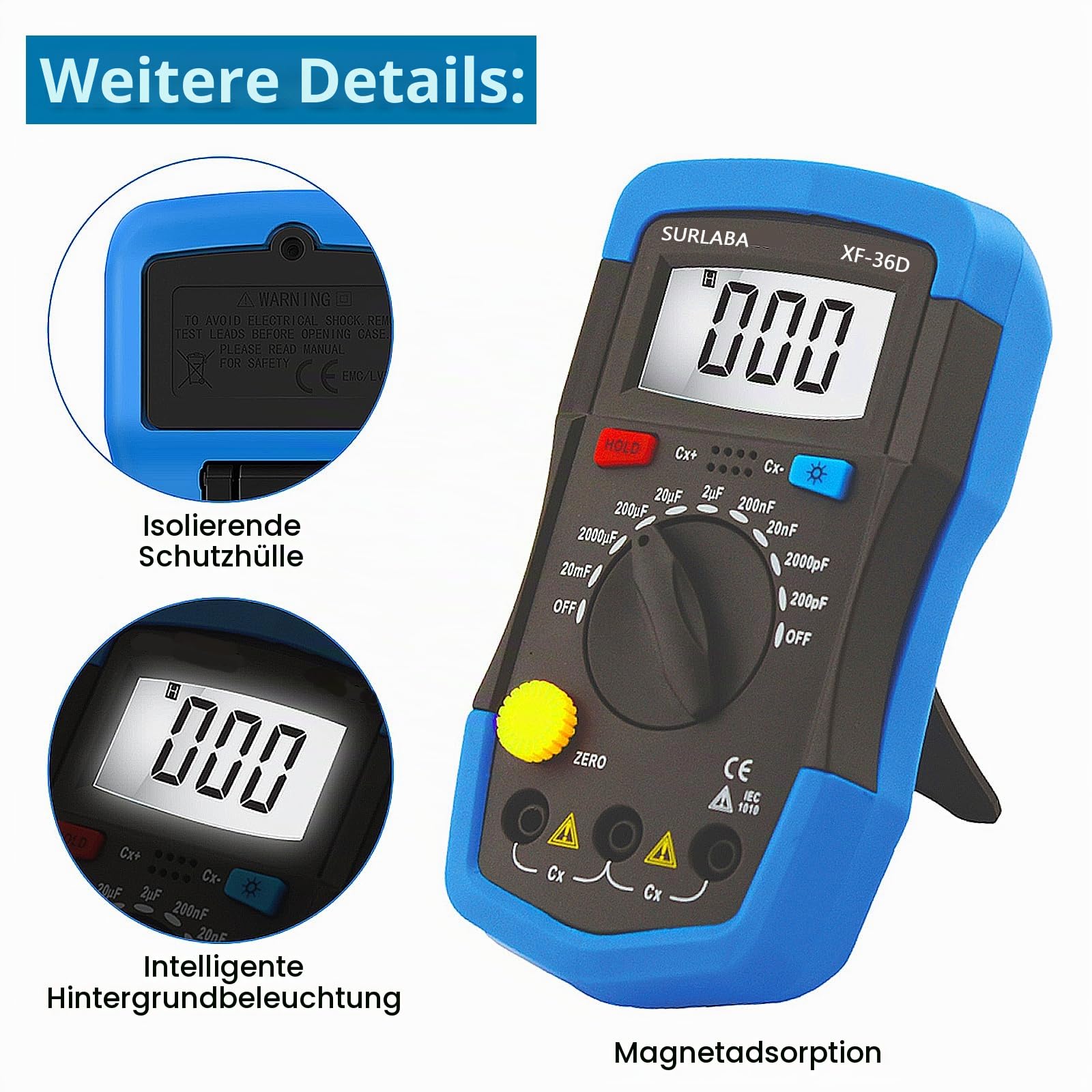 Digitales Kapazitätsmessgerät + Multimeter Spannungsprüfer Set