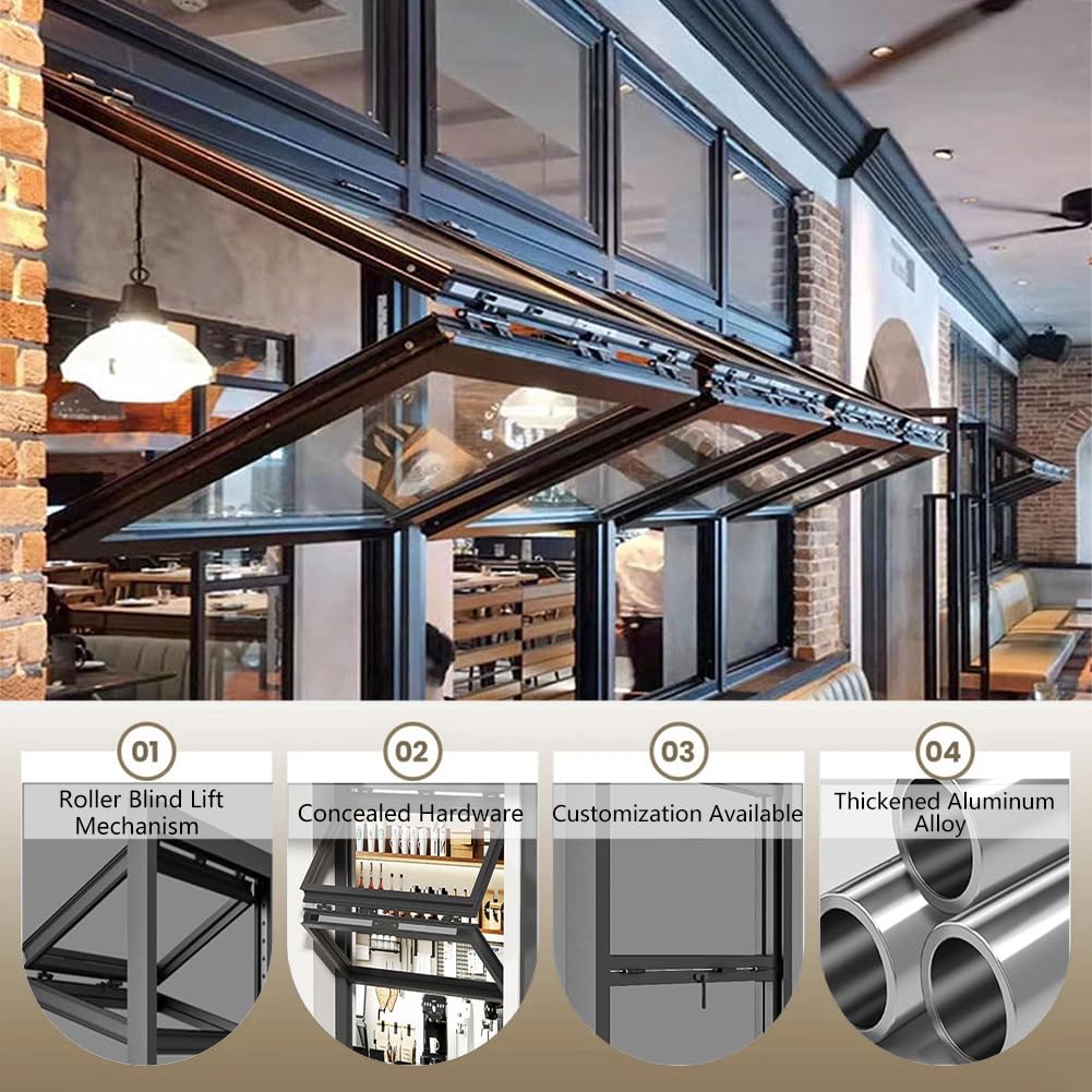 Fenêtre concess personnalisée – Fenêtre de service pliante haut/bas pour événements en plein air, nourriture et lls – Gain de place, facile à installer, idéale pour la restauration et les concès