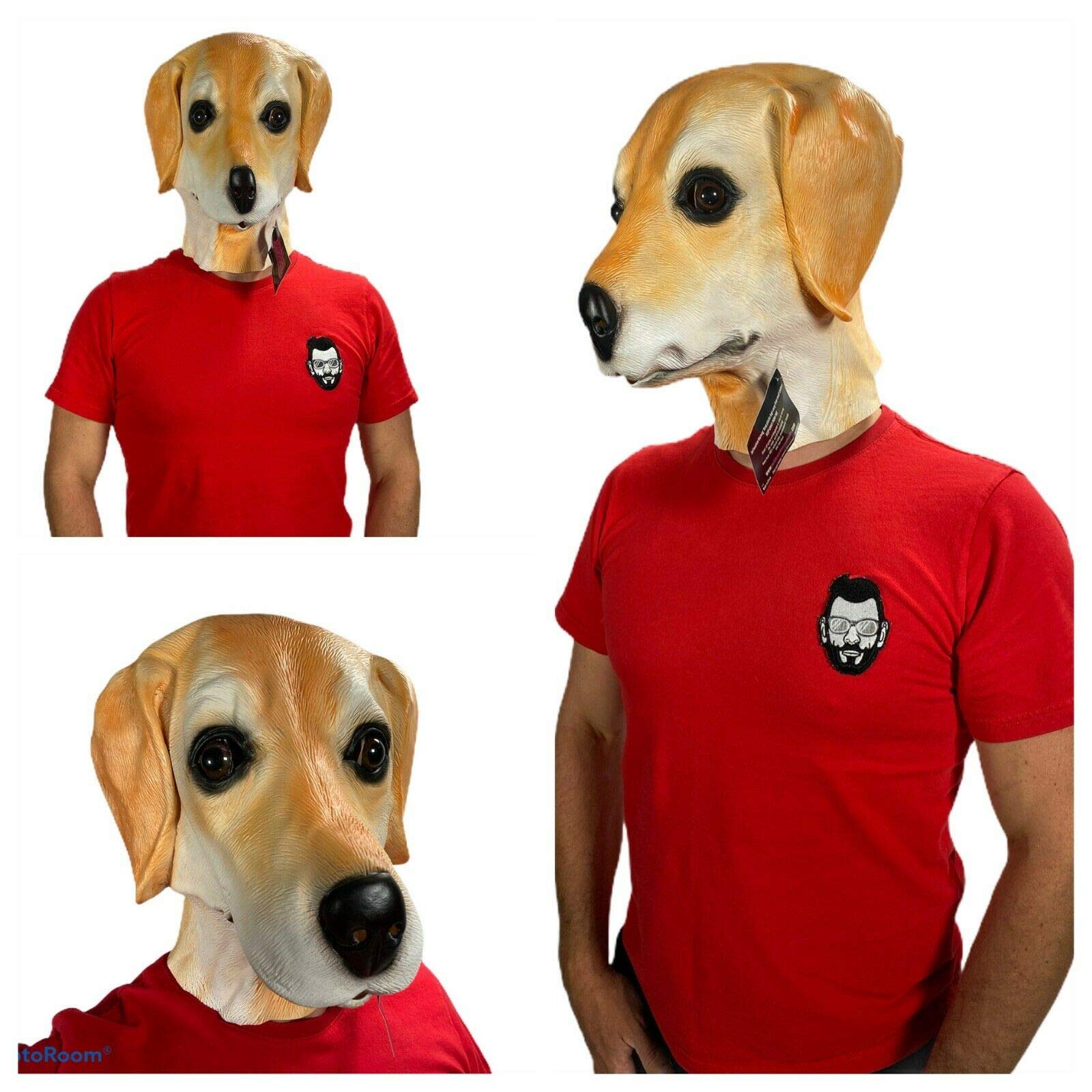 Rubber Johnnies Johnniesfx, GOLDEN LABRADOR MASK, Latex MASK, BEIGE, One Size, Animal MASKS, Farm, DOG, Halloween MASKS, Fancy Dress, CANINE, Dress Up, Adult