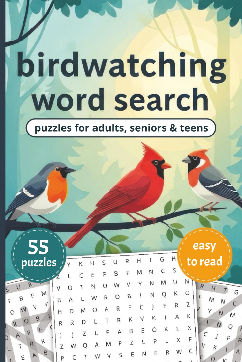Birdwatching Word Search Book: Word Searches about Birds, Birdwatching & Nature | 6x9 inches, 110 pages, 55 Puzzles | Gift for Vacations, Holidays and Relaxing Times