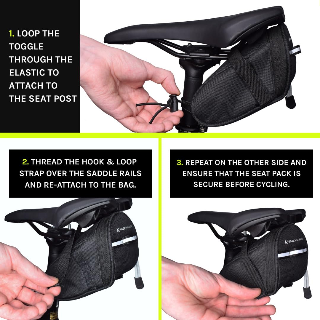 VeloChampion Kit Réparation De Crevaison Vélo – Sac De Selle, Rustines De Réparation, Outil Multifonction