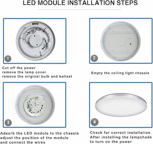 Miniatura 7 de Yun Cai Kit de luz de ventilador de techo de 3.9 pulgadas, 18 W, AC120V, luz cálida 3000 K, 1800 lm, kit de readaptación de luz de techo, bombilla