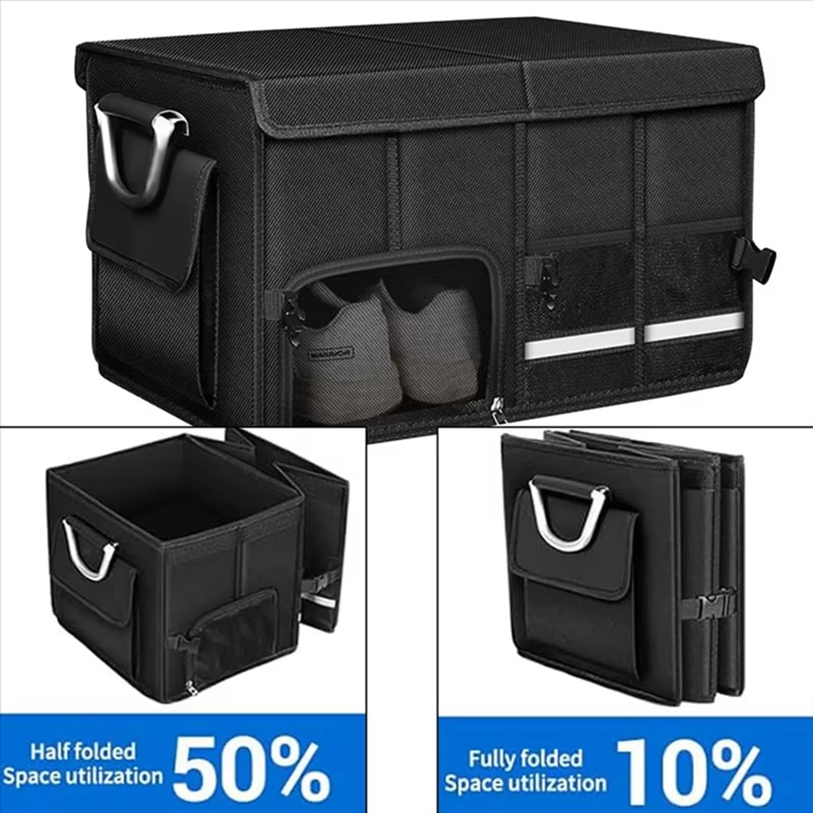 Organizador de Coche para Suzuki Grand Vitara(4door) 2005-2015, Caja Plegable Maletero de Coche Impermeable Plegable con Tapa Plegable Aluminio,72L