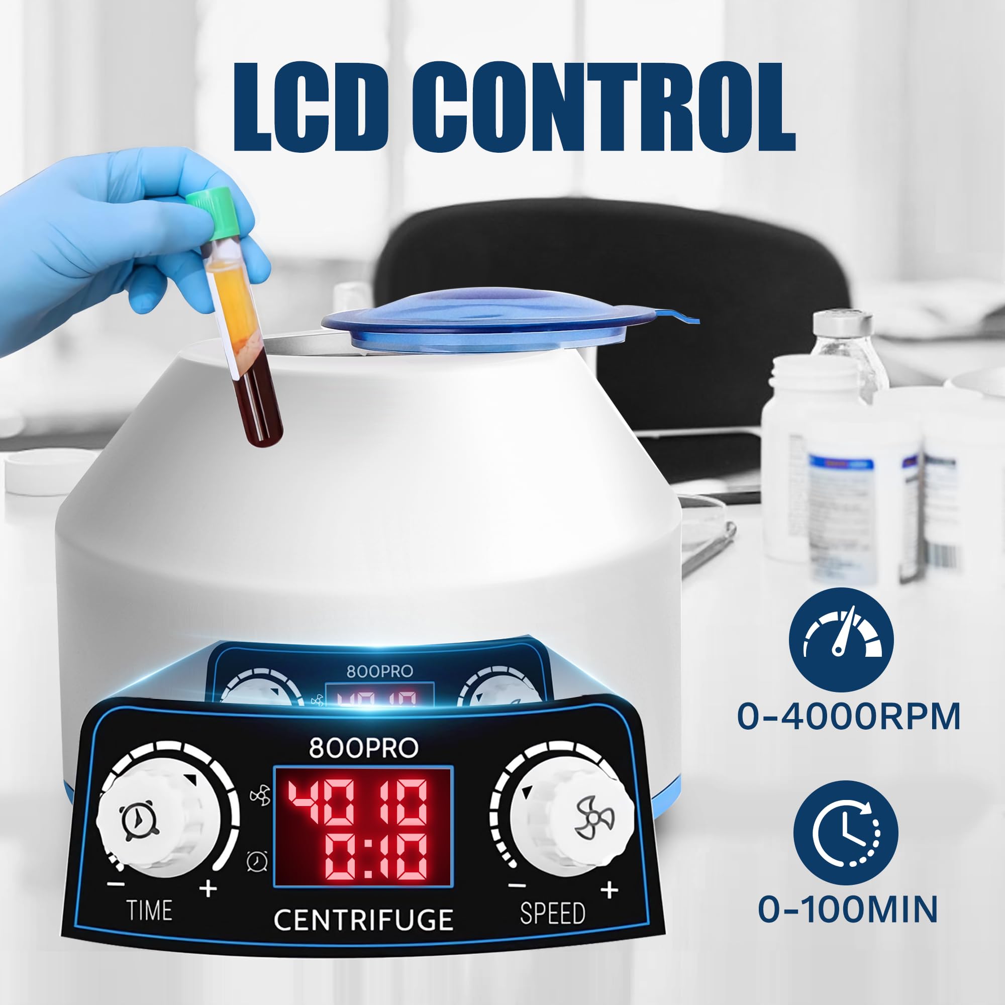 Centrifuga Laboratorio PRP 6x15ml con schermo LCD, 4000rpm Macchina Centrifuga Plasma, 100min Limit, 1953xg, per sangue, plasma, pratica medica-220V