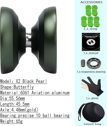 Miniatura 2 de Yoyo profesional sensible de aluminio para niños principiantes, rodamiento de bolas de repuesto para jugadores avanzados de Yoyo + 1 guante + 5