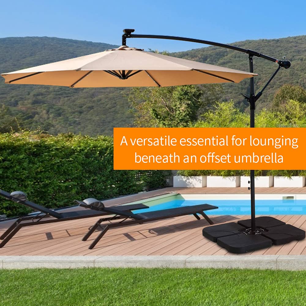 Crossbbar - Base de soporte para sombrilla de patio con boquillas de relleno para agua o arena, 4 unidades, color negro 6