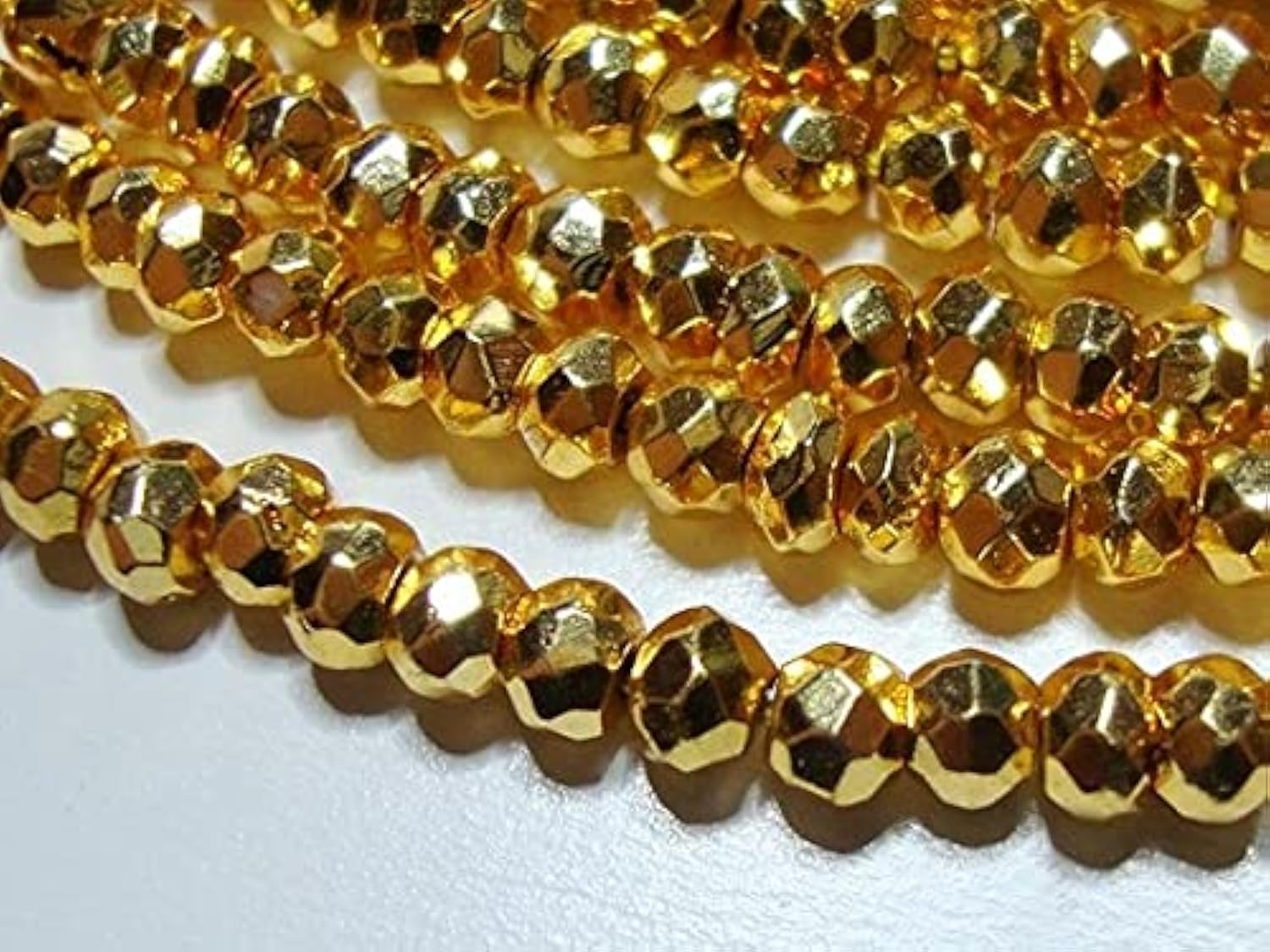 Perles en pyrite dorée 3.5mm, fil de 35cm pour bijoux fins