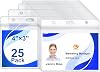 Horizontal ID Badge Holder 4x3 Clear Plastic PVC ID Card Holder Waterproof Type Resealable Zip Name Tag Holders by ZHEGUI (25 Pack, Horizontal Large 4x3)