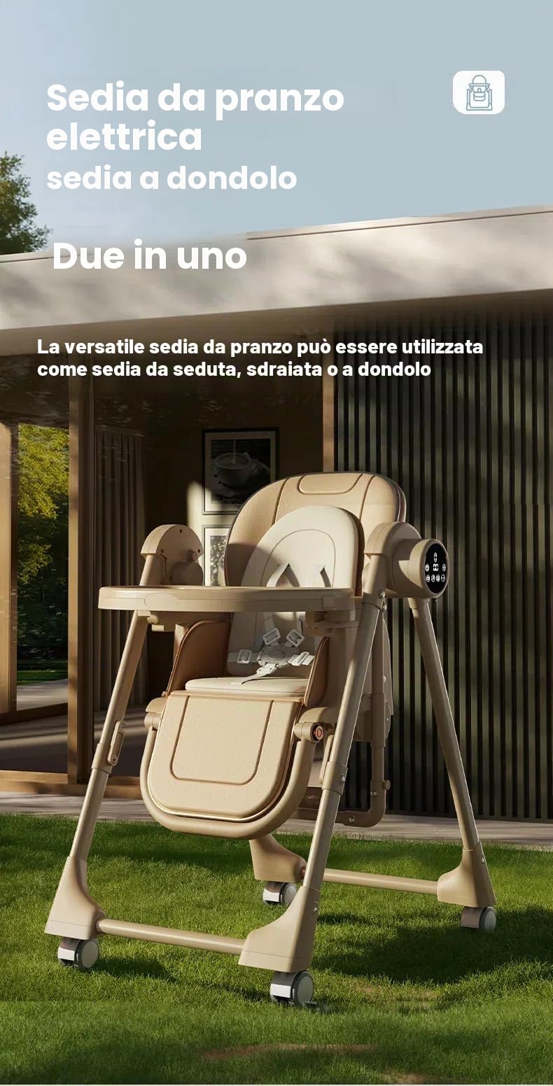 Seggiolone 2 in 1 Altalena per bambini da 6 a 36 mesi, sicurezza di grado alimentare, pieghevole, facile da pulire, stile semplice e moderno (grigio elettrico)
