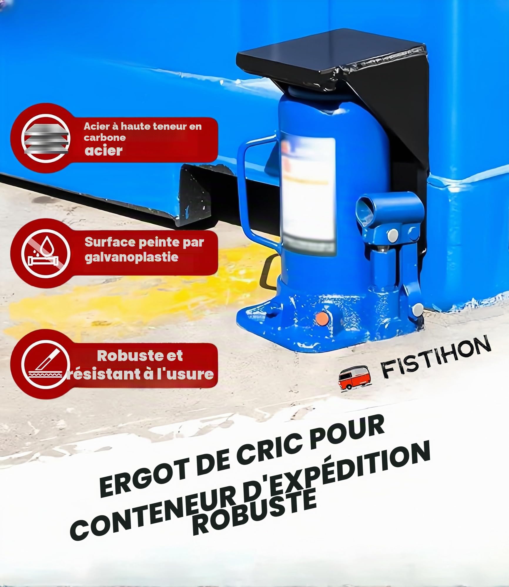 Cosse de cric pour conteneur d'expédition, avec limiteur, élévateur de cric de conteneur d'expédition, Accessoire de conteneur d'expédition - Booster de nivellement de conteneur