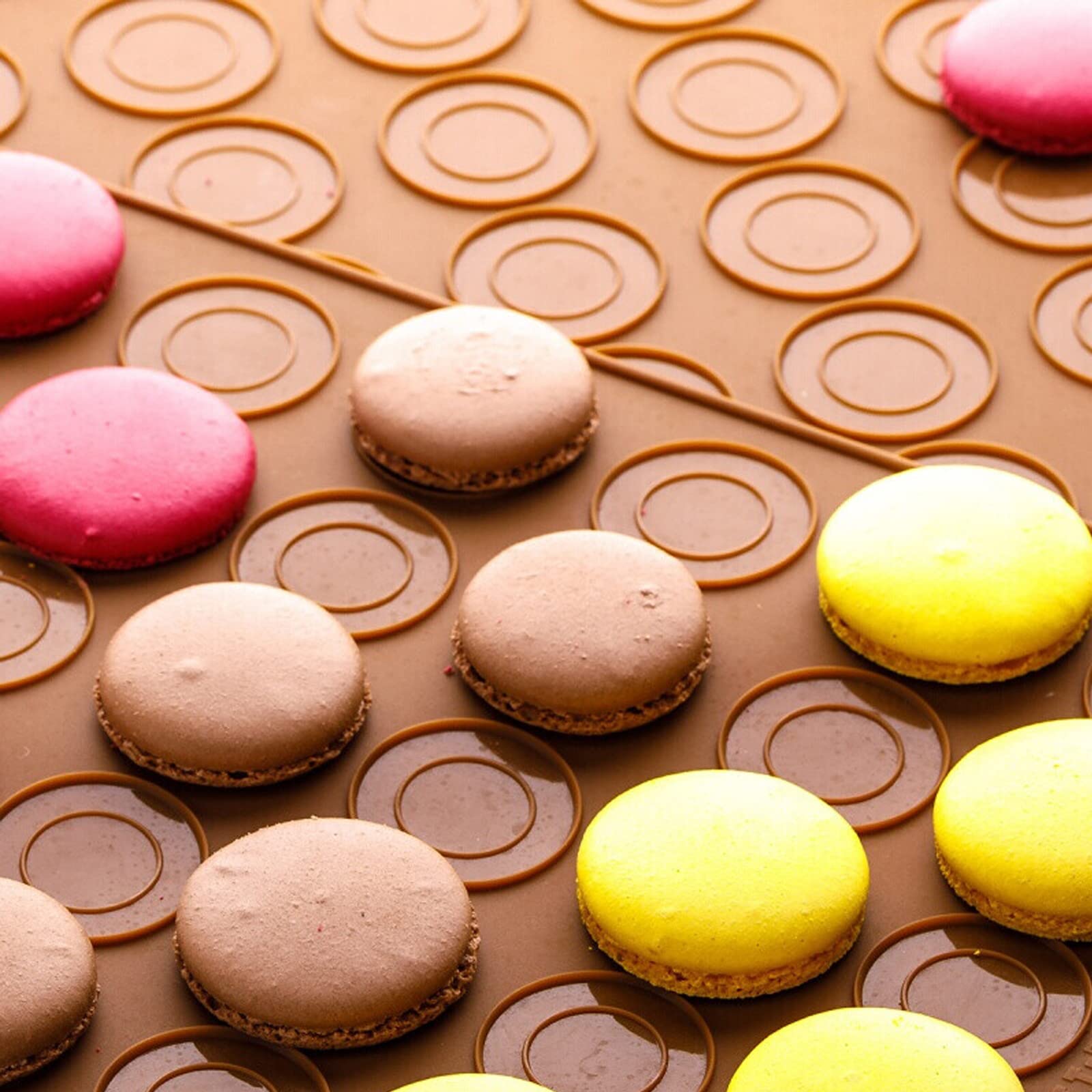 Silikonowa mata do pieczenia makaroników, 48 zagłębień, z powłoką zapobiegającą przywieraniu, forma silikonowa z pisakiem dekoracyjnym, 4 dysze, płyta do makaronów, bez BPA, foremki do makaronów, do