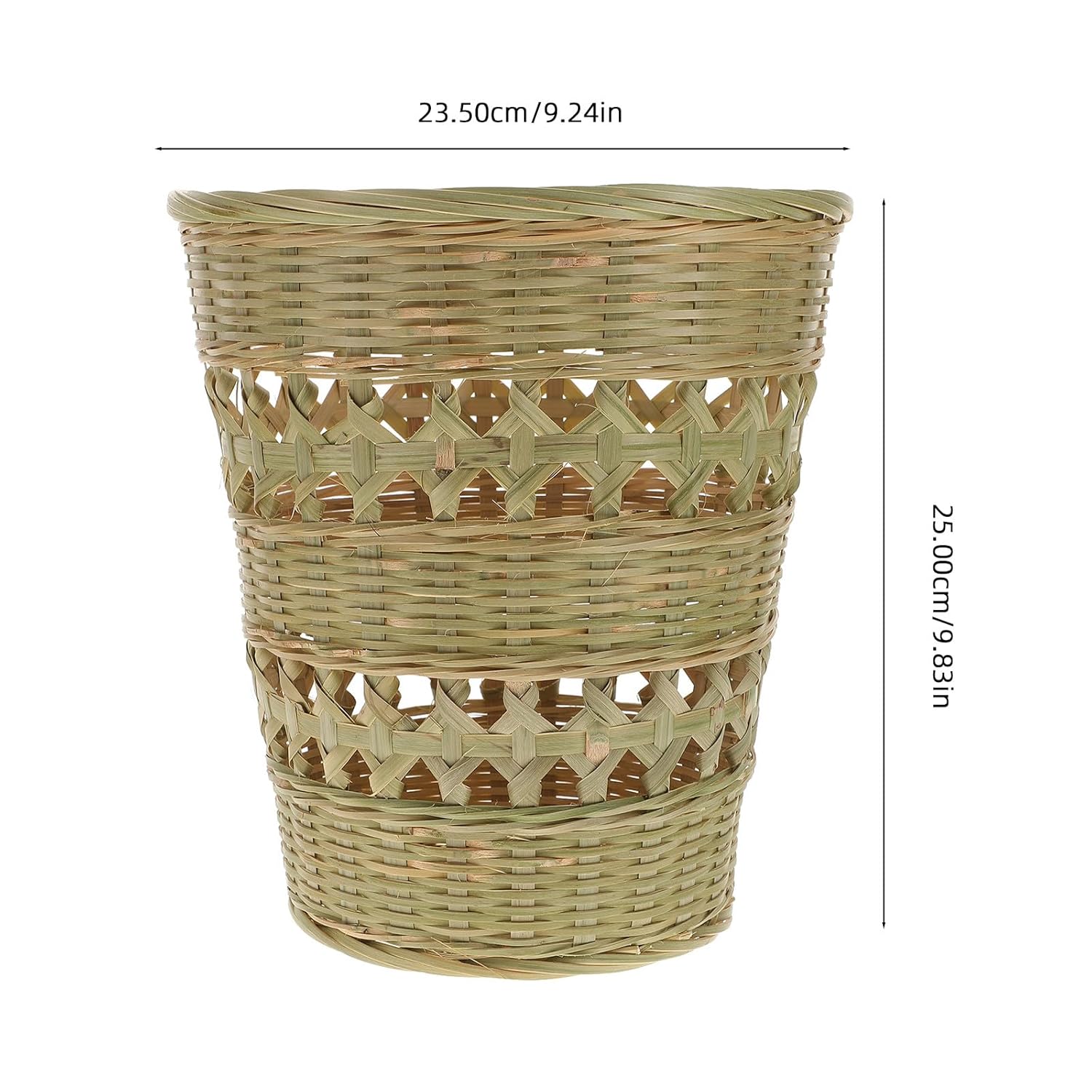 Toyvian Woven Trash Can Handcrafted Wastebasket Rubbish Container Vintage Style for Home Office Bedroom Storage and Organization