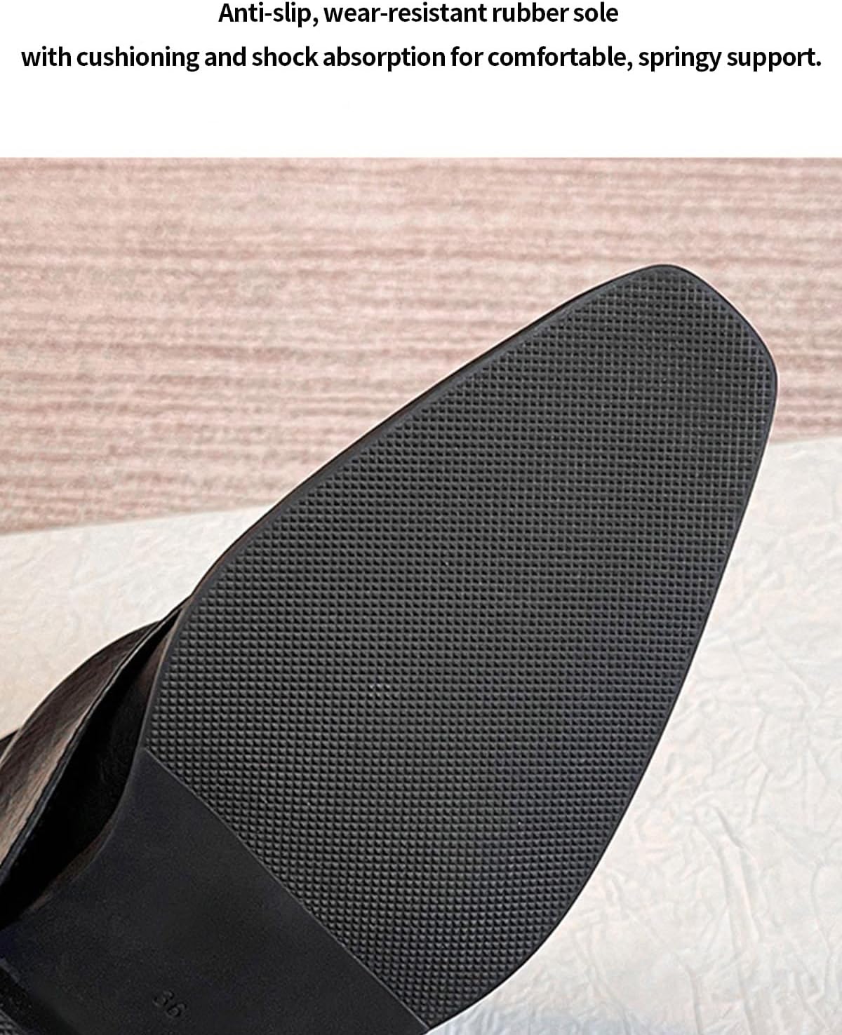 Women's Slouchy Leather Mid Calf Boots Casual Fold Over Pointed Toe Low Heel Shoes Trendy Wide Calf Pull On Boots - Image 7