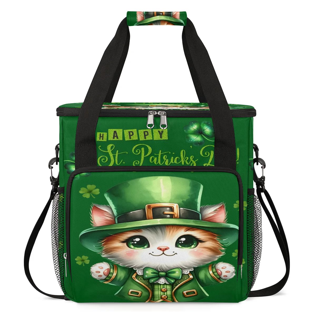 Coffee Maker Carring Bag St. Patrick's Day Cats Travel Carrying Storage Tote Bag Compatible with Keurig K-Mini or K-Mini Plus Portable Single Serve Coffee Brewer Case with Pockets for K-cup Pods